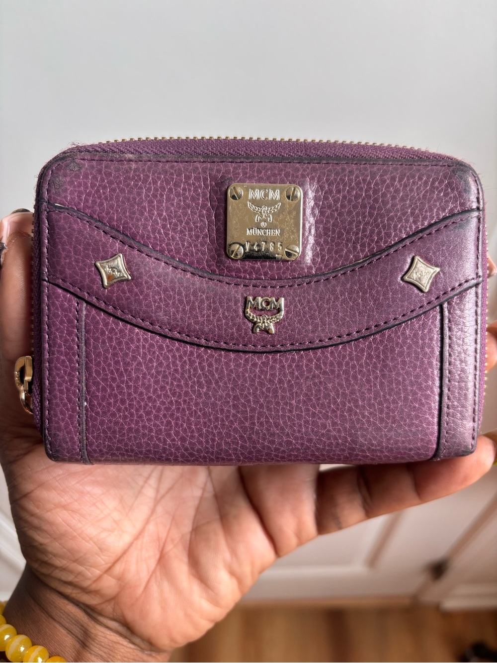 MCM Purple textured leather Continental Wallet